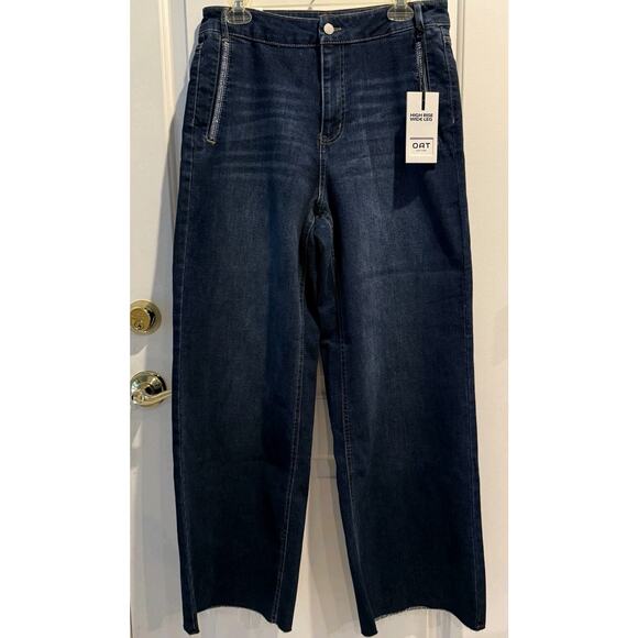 OAT New York High Rise Wide Leg Jeans 8/29 Boho Festival 90s Raw Hem NWT - Picture 1 of 12